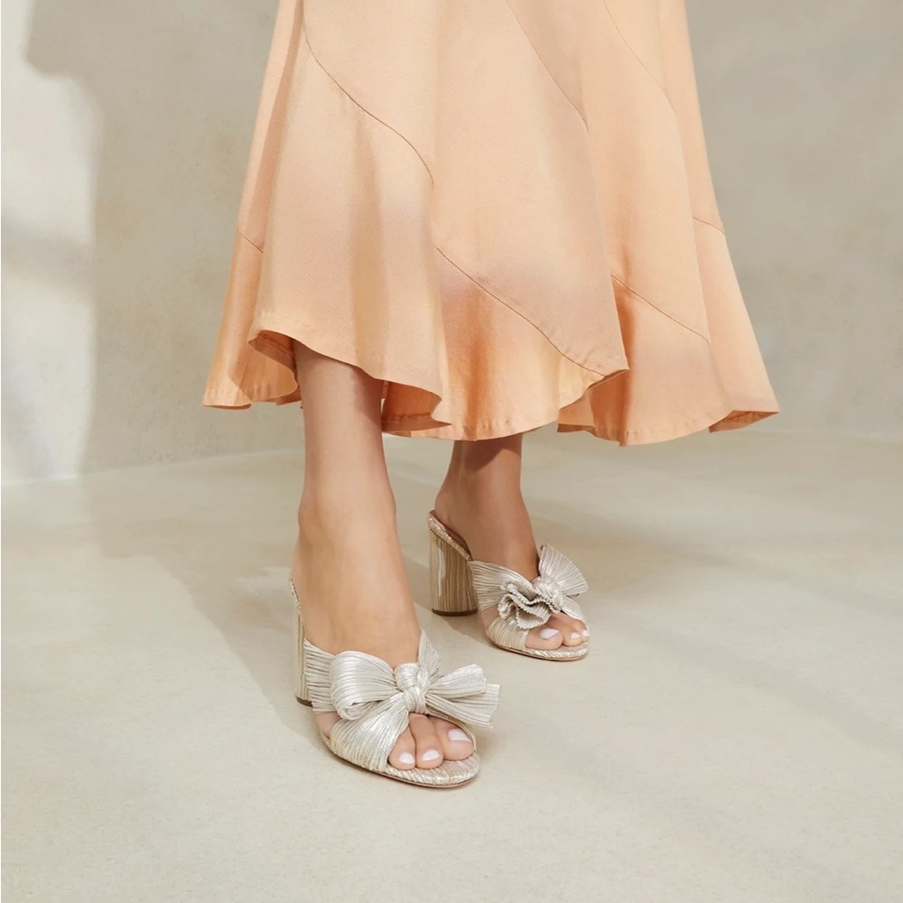 Penny Platinum Pleated Bow Heel